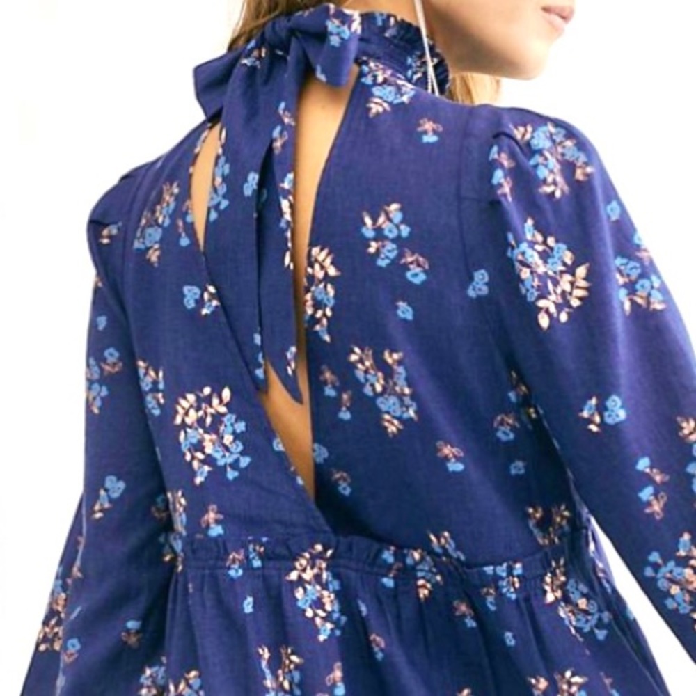 NWT Free People Petit Fours Indigo Mini Dress. L - Picture 7 of 9